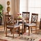 Baxton Studio Alena Grey Upholstered and Walnut Wood 5-Piece Dining Set 169-9881-10897 - alternate 2